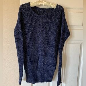 AE sweater dress navy/ shimmer accent